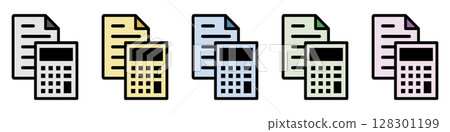 Illustration icon material set: Calculator file 059 128301199