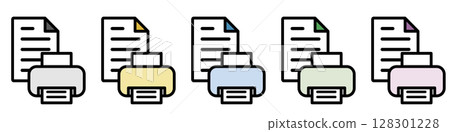Illustration icon material set: Printer document file 088 Illustration icon material set: Printer document file 088 128301228