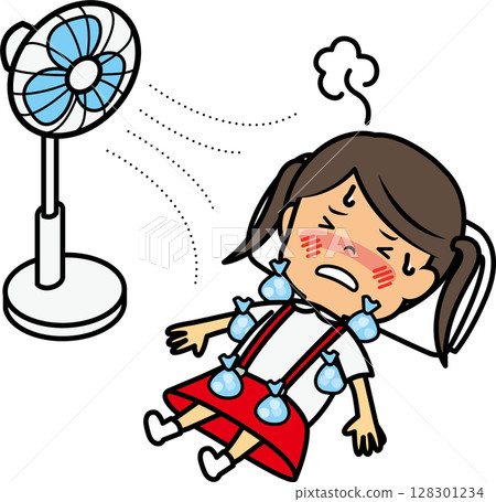 Elementary school girl with heatstroke 128301234