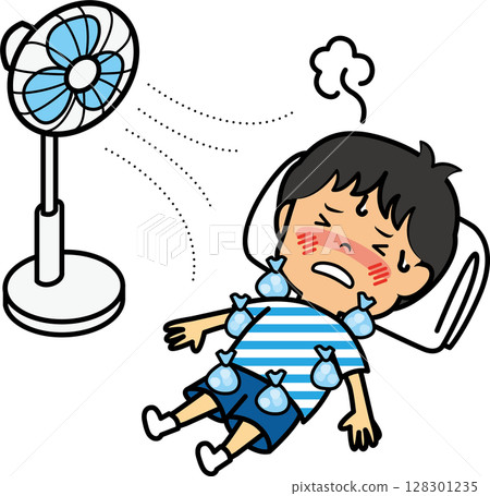Elementary school boy with heatstroke Elementary school boy with heatstroke 128301235