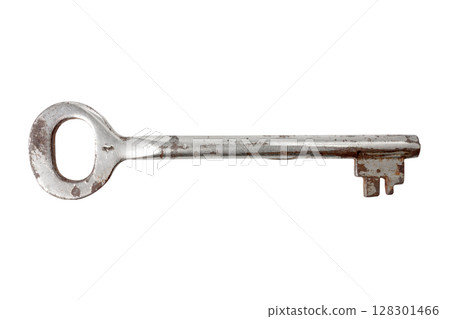 Antique key isolated on white background. 128301466