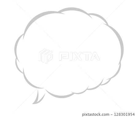 Speech bubble, fluffy cloud, gray border, vector, single, simple 128301954