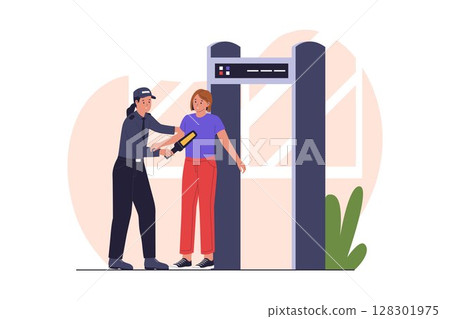 Security Checkpoint with Walkthrough Body Scanner Security Checkpoint with Walkthrough Body Scanner 128301975