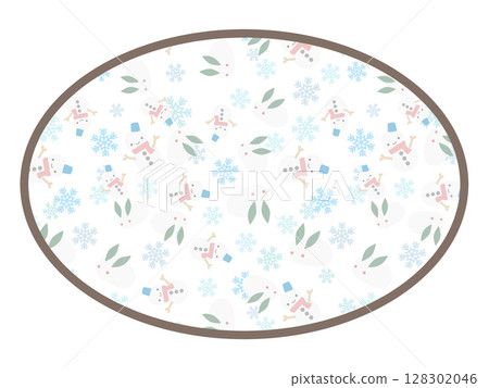 雪人圓框 128302046