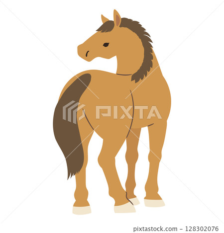 Illustration of a horse seen from behind_no outline 128302076