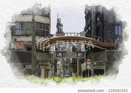 水彩風格德島市，德島縣德島市釣町 128302101