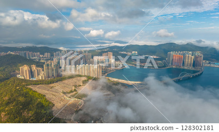 March 2 2025 the View of Modern Urban Cityscape with Bridge 128302181