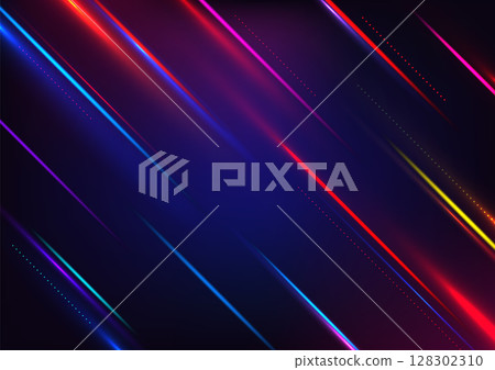 abstract futuristic background with colorful red blue yellow light streaks motion blur glow energy speed concept for technology and design 128302310