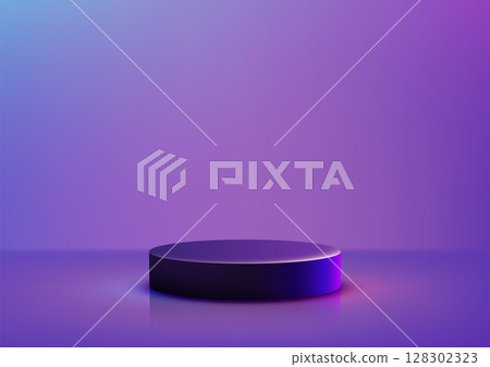 product display mockup with black cylindrical podium glowing pink blue light on vibrant gradient background for modern branding, abstract showcase, technology and advertising concept product display mockup with black cylindrical podium glowing pink blue light on vibrant gradient background for modern branding, abstract showcase, technology and advertising concept 128302323