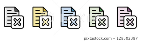 Illustration icon material set: Crossmark document file 122 Illustration icon material set: Crossmark document file 122 128302387