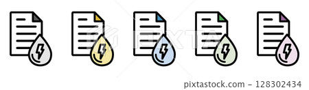 Illustration icon material set: Rainwater document file 166 128302434