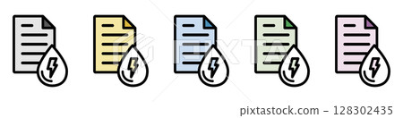 Illustration icon material set: Rainwater document file 167 128302435