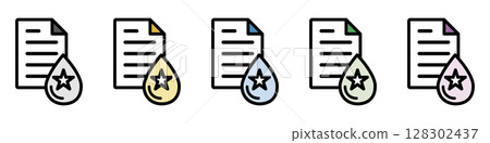 Illustration icon material set: Rainwater document file 169 128302437