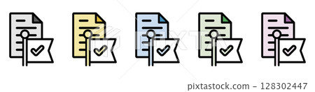 Illustration icon material set: Check mark document file 179 128302447
