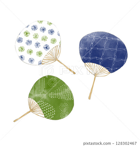 Colorful watercolor fan illustration 128302467