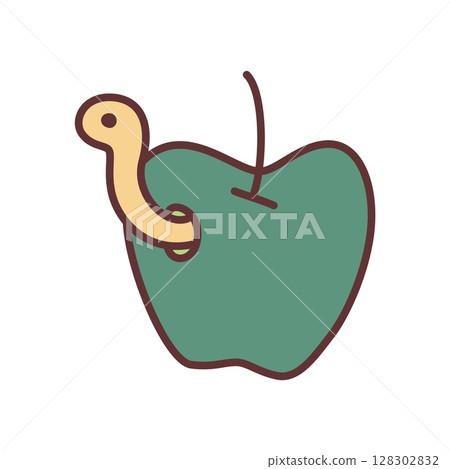 Apple doodle icon hand drawn with thin line in minimalistic style and colored 128302832