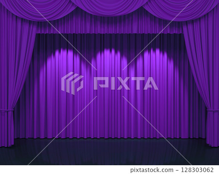 Luxury stage or windows curtains, realistic 3D illustration Luxury stage or windows curtains, realistic 3D illustration 128303062