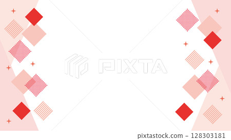 Geometric frame red square and glitter 128303181