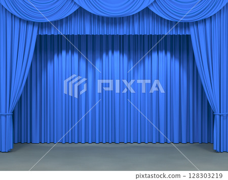Luxury stage or windows curtains, realistic 3D illustration Luxury stage or windows curtains, realistic 3D illustration 128303219
