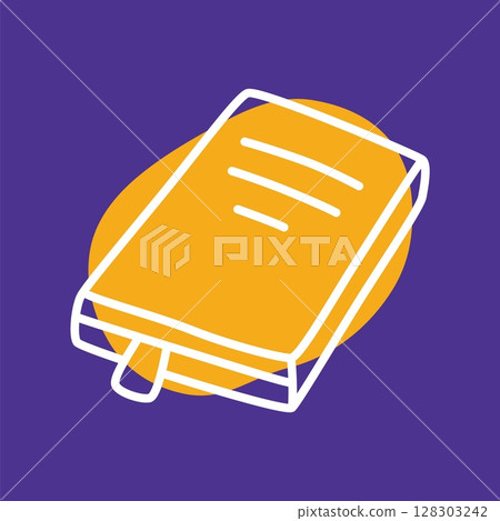 Doodle book icon hand drawn with thin line and colorful blob 128303242