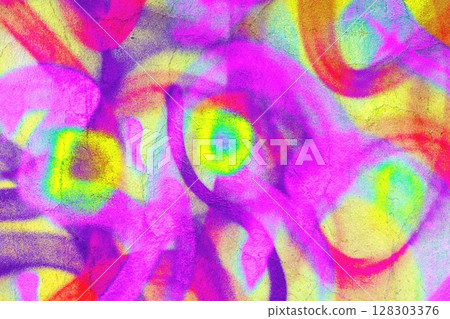 Vivid Abstract Graffiti Pattern in Neon Purple, Yellow, Pink for 80s, Y2K Art Vivid Abstract Graffiti Pattern in Neon Purple, Yellow, Pink for 80s, Y2K Art 128303376