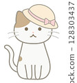 戴著草帽的貓 128303437