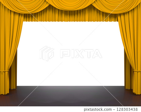 Luxury stage or windows curtains, realistic 3D illustration Luxury stage or windows curtains, realistic 3D illustration 128303438