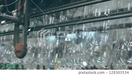 Image of digital icons over factory 128303534