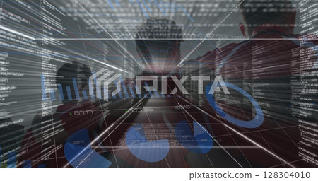Image of statistics and data processing over rugby player in sports stadium Image of statistics and data processing over rugby player in sports stadium 128304010