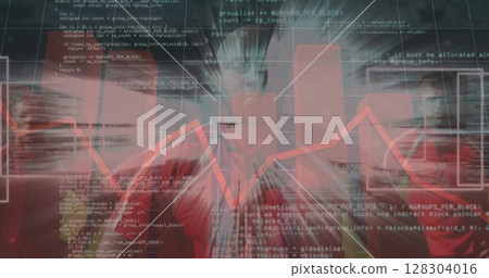Image of statistics and data processing over rugby player in sports stadium Image of statistics and data processing over rugby player in sports stadium 128304016