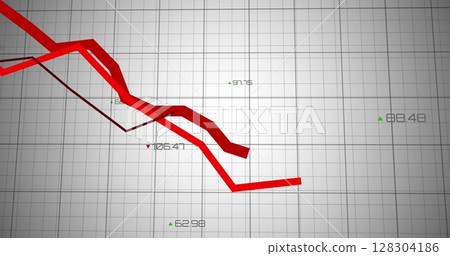 Image of red lines statistics processing over grid Image of red lines statistics processing over grid 128304186