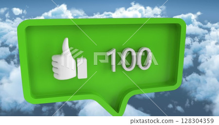 Increasing in numbers, follow and like icon with sky background Increasing in numbers, follow and like icon with sky background 128304359