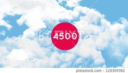 Digital image features the number inside a bold red circle over sky with clouds Digital image features the number inside a bold red circle over sky with clouds 128304362
