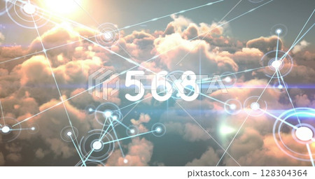 Digital image of the number in bold white text over a scenic sunset in the sky 128304364