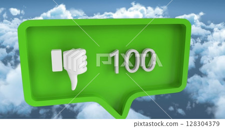 Digital image of unlike icon with number text over sky background 128304379