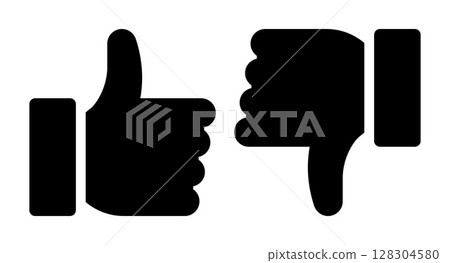 Like and dislike symbol set. Thumbs up and thumbs down icons. Social media buttons. Like and dislike symbol set. Thumbs up and thumbs down icons. Social media buttons. 128304580