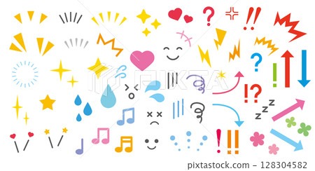 Emotions, reactions, illustrations, icon set 128304582