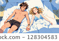 Lovers sleeping in bed 128304583