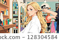 A woman having her hair done at a beauty salon 128304584