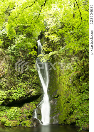 Otaki waterfall on the Otake Mountain Kaizawa Trail in Tokyo 128304683