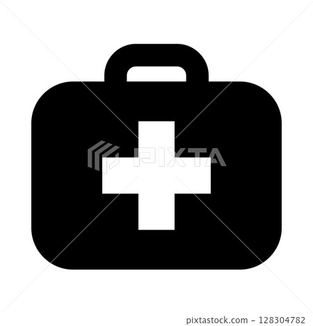 First aid kit icon. Medical kit bag sign. Medical emergency supplies. 128304782