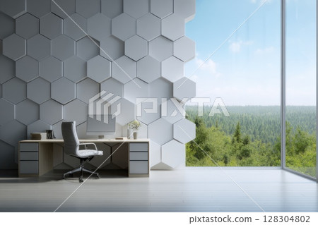 Modern interior design of an empty white room Modern interior design of an empty white room 128304802