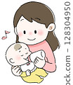Illustration of a mother feeding her baby 128304950
