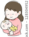 Illustration of a mom holding a baby 128304952