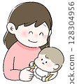 Illustration of a mother talking to her baby Illustration of a mother holding her baby 128304956