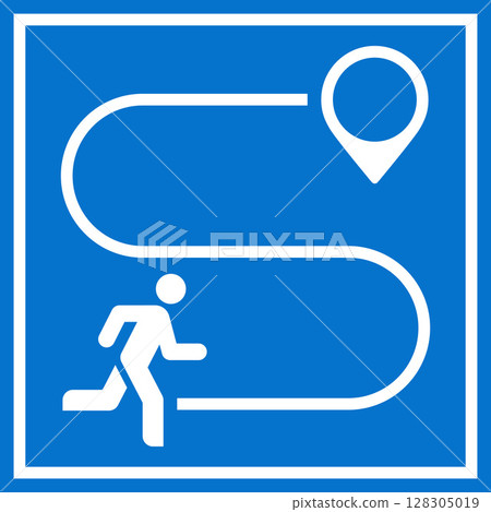 Jogging route sign. Running trail symbol. Way with point to point. Map with jogging trail. 128305019