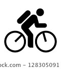 Cyclist icon. Biking symbol. Cycling route, bike trail, bicycle road sign. 128305091