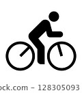 Cyclist icon. Biking symbol. Cycling route, bike trail, bicycle road sign. 128305093
