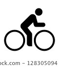 Cyclist icon. Biking symbol. Cycling route, bike trail, bicycle road sign. 128305094