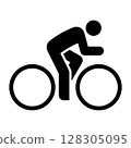 Cyclist icon. Biking symbol. Cycling route, bike trail, bicycle road sign. 128305095